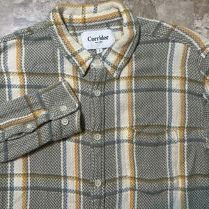 Corridor NYC Shirt Mens Large Acid Plaid Long Sleeve Button Knit Blanket Soft